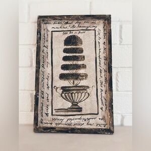 Vintage Farmhouse Topiary Painting Wall Art 15” x 9.5” Aged to Perfection